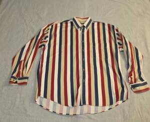 Vintage 90s Natural Issue Mens Large Striped Button Down Shirt Cotton L